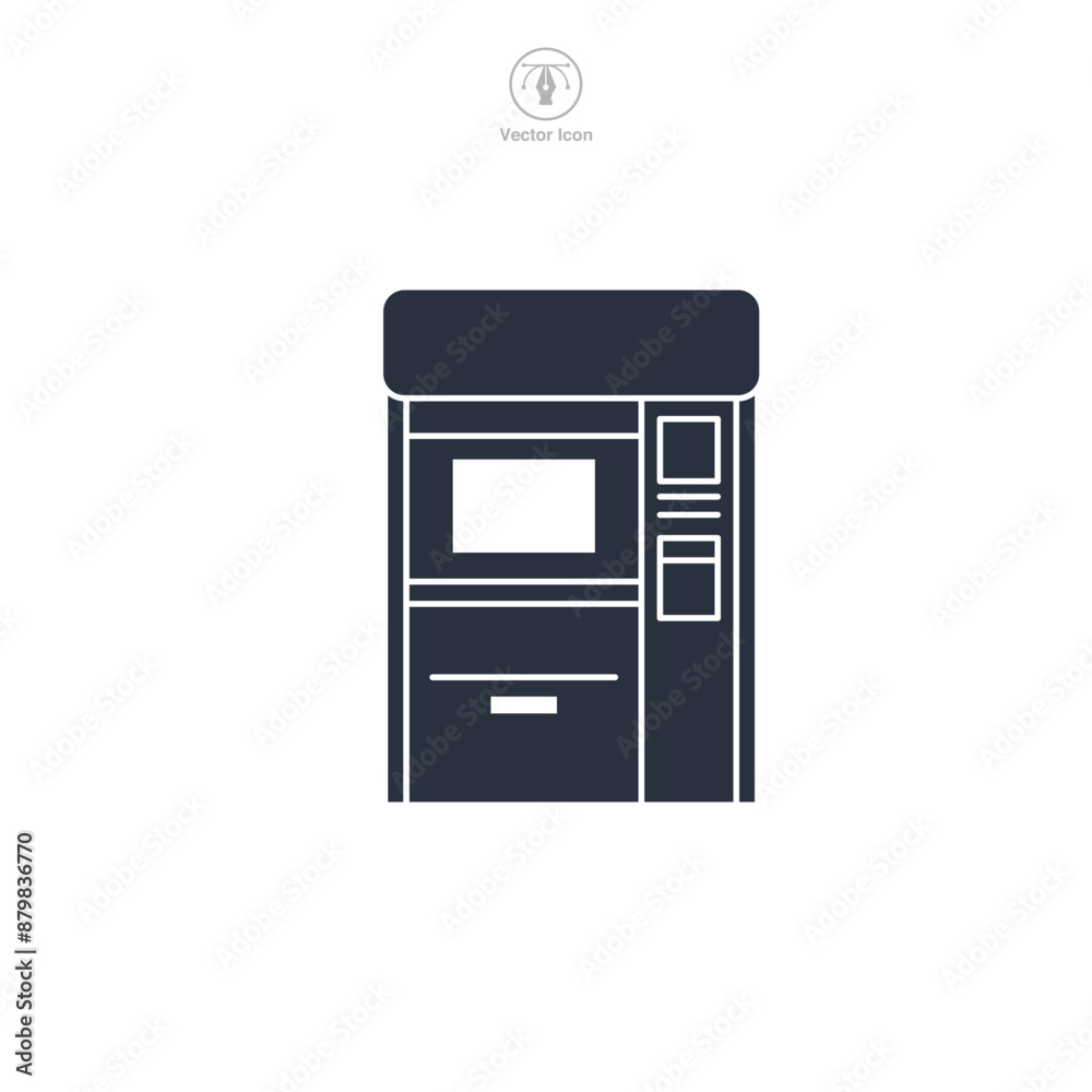 ATM Machine Icon symbol vector illustration isolated on white background ATM Machine Icon symbol vector illustration isolated on white background