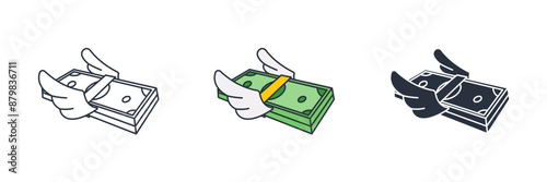 Money with wings Icon symbol vector illustration isolated on white background