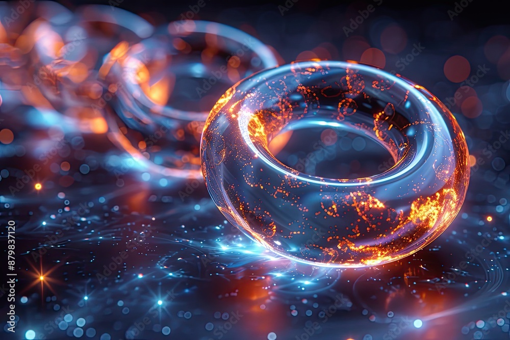 Floating Holo Rings 3D illustration of multiple holographic rings floating intersecting Floating Holo Rings 3D illustration of multiple holographic rings floating intersecting