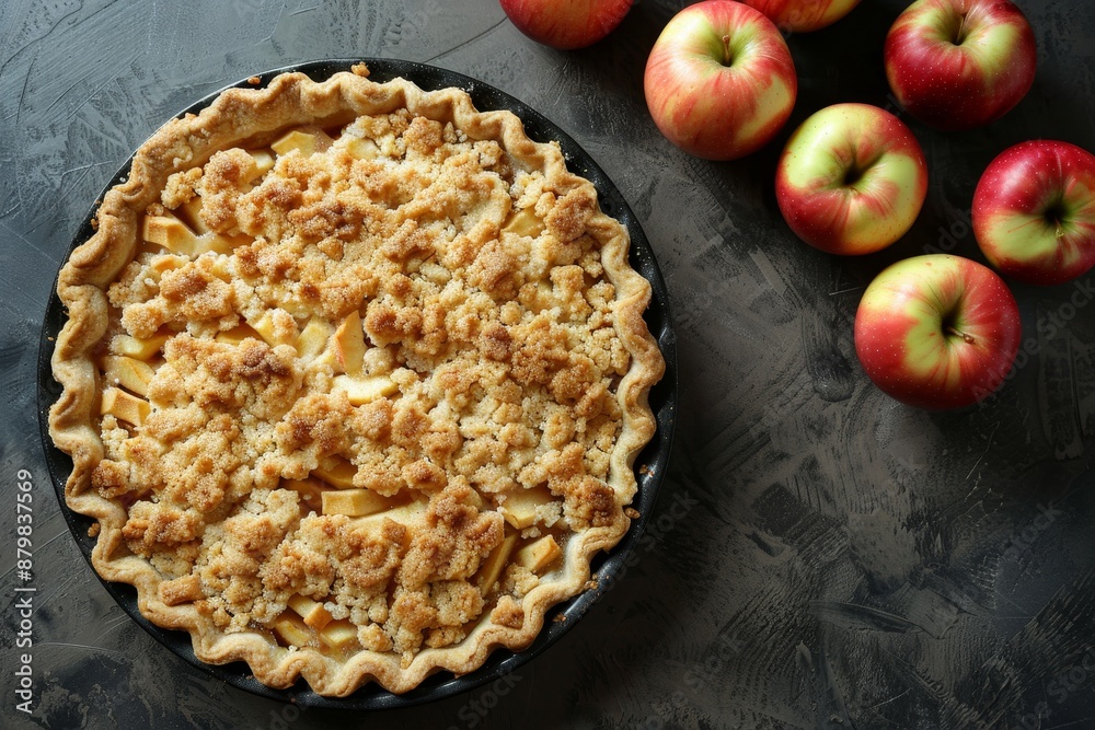 Newly made homemade apple pie with double crust top view Newly made homemade apple pie with double crust top view