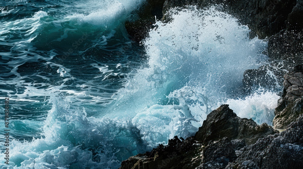 Crashing Waves Against Rugged Coastline Crashing Waves Against Rugged Coastline