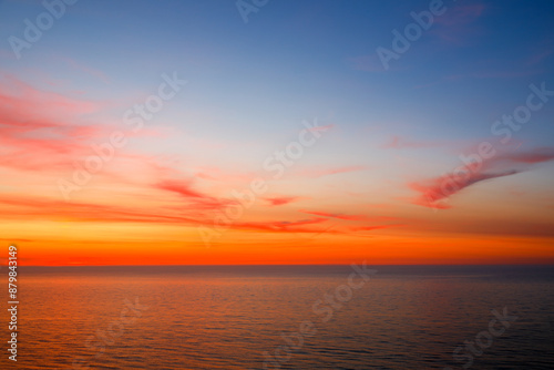 From blue to red sky over the Baltic Sea, Ustronie Morskie, West Pomerania, Poland