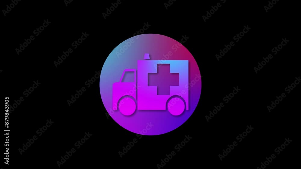 Ambulance icon gradient colorful simple shape circle animation black background Ambulance icon gradient colorful simple shape circle animation black background