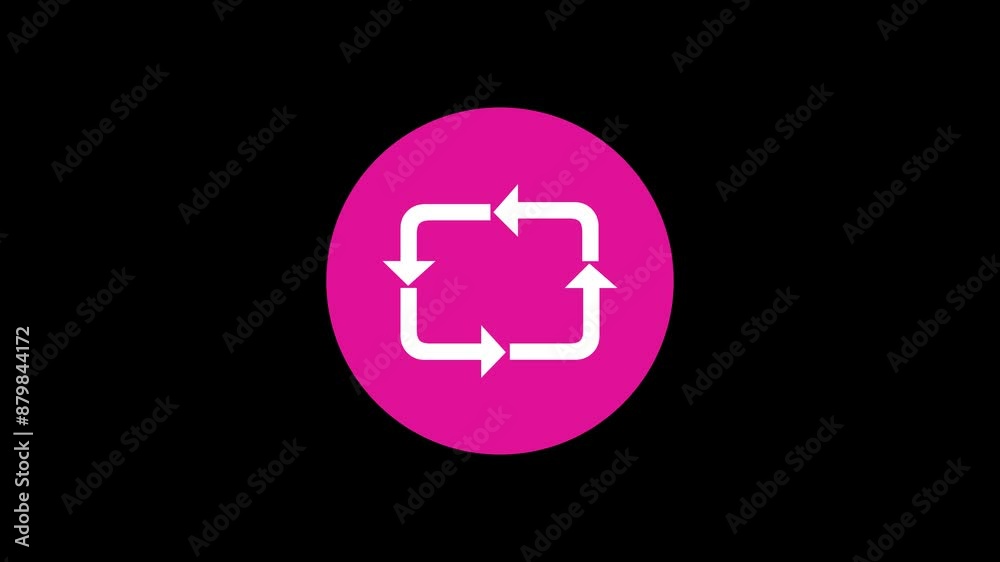 Arrows icon pink color simple shape circle animation black background Arrows icon pink color simple shape circle animation black background