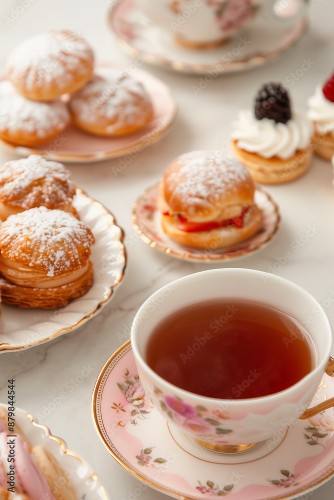 Afternoon Tea Time Spread with Delicious Pastries Afternoon Tea Time Spread with Delicious Pastries