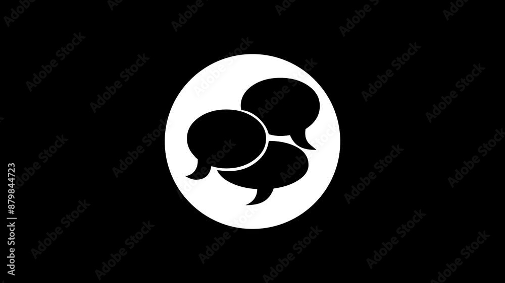Bubble chat icon white color simple shape circle animation black background Bubble chat icon white color simple shape circle animation black background