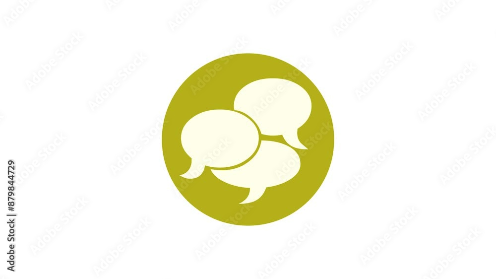 Bubble chat icon yellow color simple shape circle animation white background Bubble chat icon yellow color simple shape circle animation white background