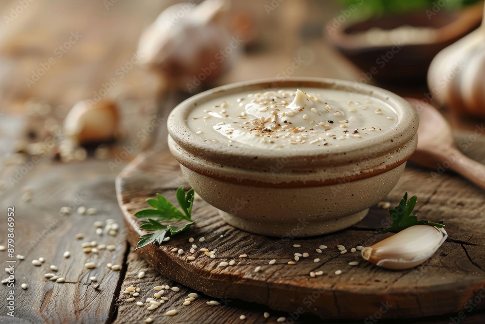 Sesame sauce on board Sesame sauce on board