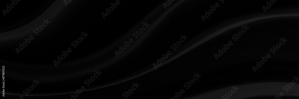 Black gray satin dark fabric texture luxurious shiny that is abstract silk cloth panorama background with patterns soft waves blur beautiful. Black gray satin dark fabric texture luxurious shiny that is abstract silk cloth panorama background with patterns soft waves blur beautiful.