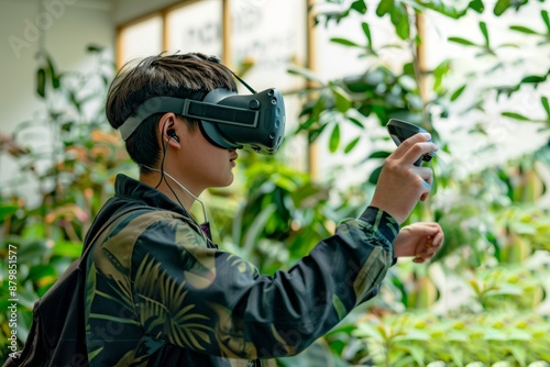 Student Exploring Virtual Ecosystems with VR