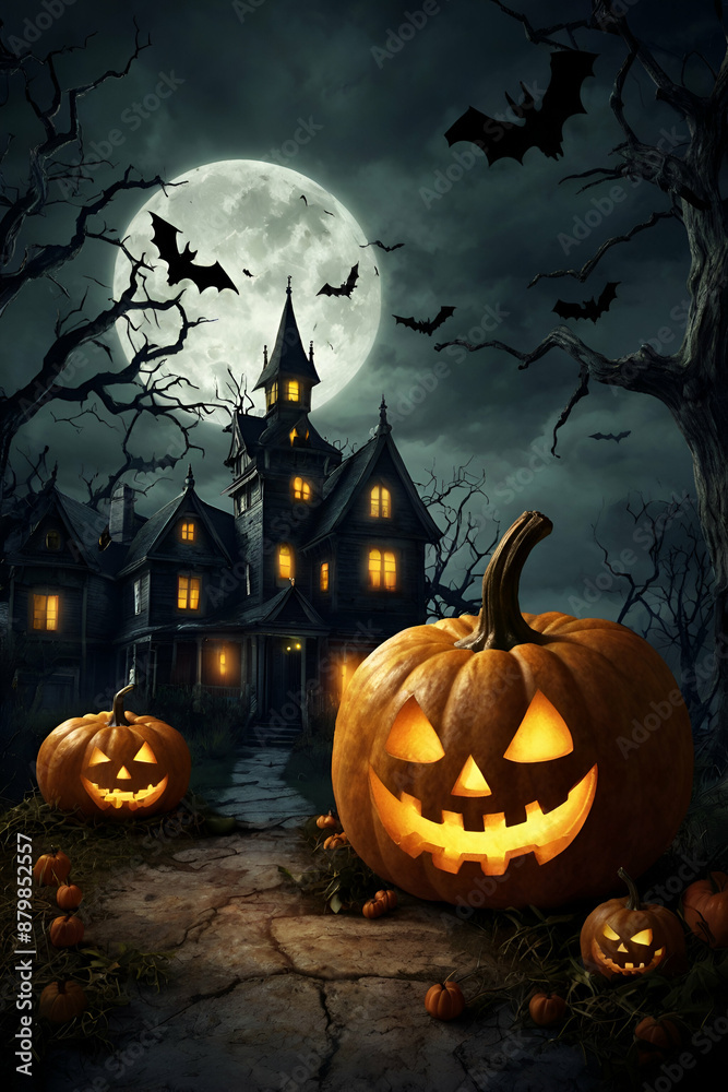 halloween background with pumpkin and bats, wallpaper halloween background with pumpkin and bats, wallpaper