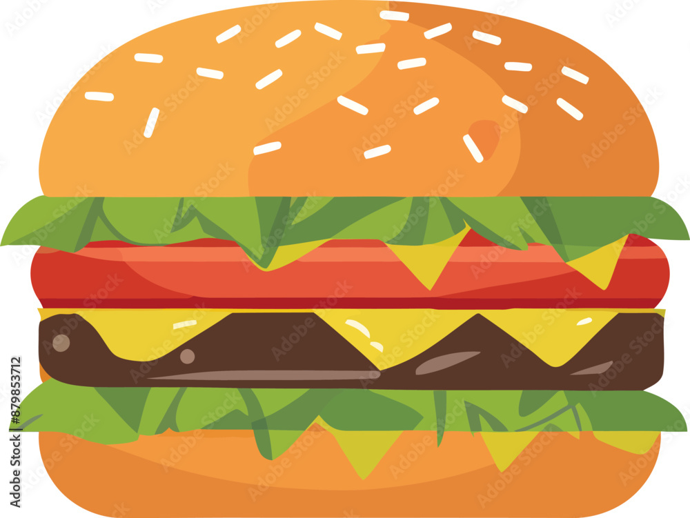 Cheese burger isolated illustration - Generative AI Cheese burger isolated illustration - Generative AI