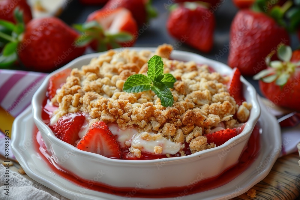 Strawberry dessert with crumb topping Strawberry dessert with crumb topping