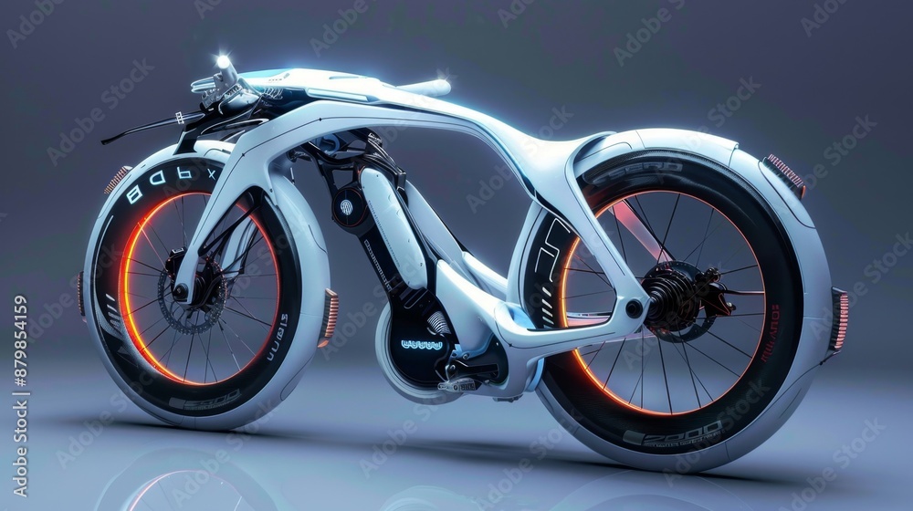 A high-tech bicycle with advanced features like self-balancing and smart navigation A high-tech bicycle with advanced features like self-balancing and smart navigation
