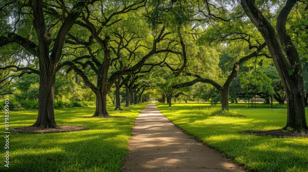 Texas Park. Serene Landscape with Trees, Greenery, and Scenic Paths in Houston Texas Park. Serene Landscape with Trees, Greenery, and Scenic Paths in Houston