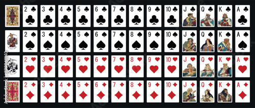 Poker set with isolated cards - Poker playing cards - Miniature playing cards for mobile applications