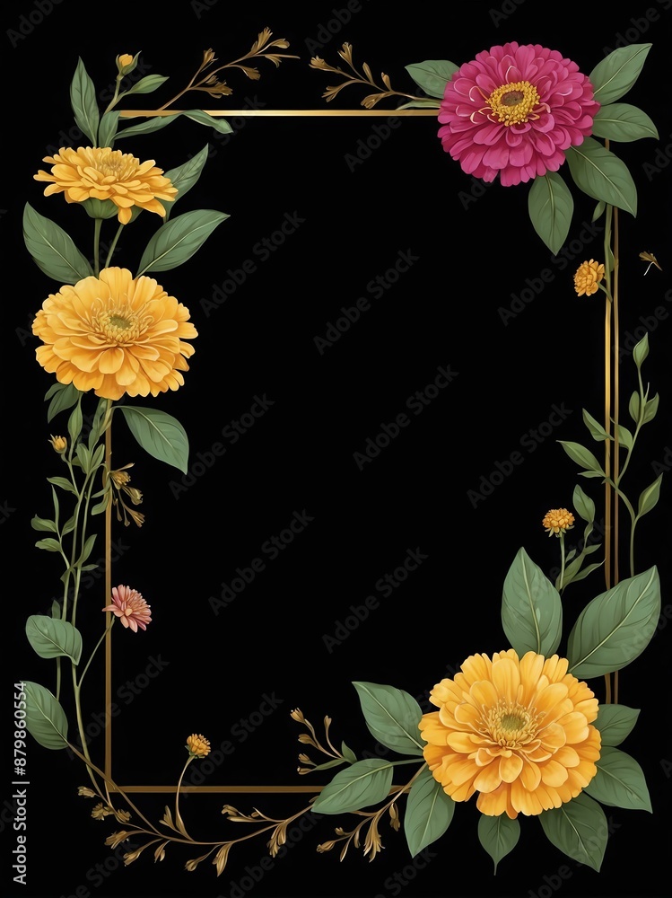 black space for text with floral border background black space for text with floral border background