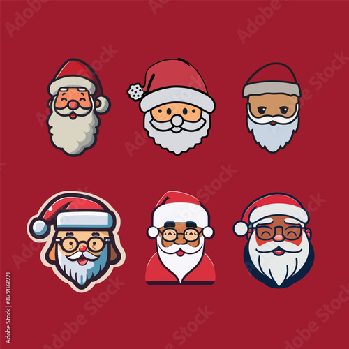 Santa Claus Cartoon with Glasses on Purple Background | Festive Christmas Character in Red Suit | Holiday Wall Art, Greeting Card