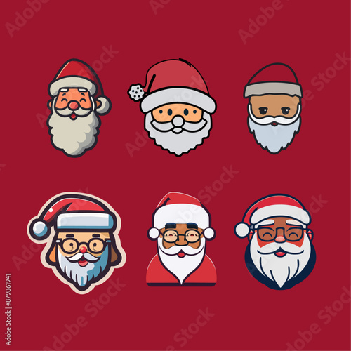 Santa Claus Cartoon with Glasses on Purple Background | Festive Christmas Character in Red Suit | Holiday Wall Art, Greeting Card