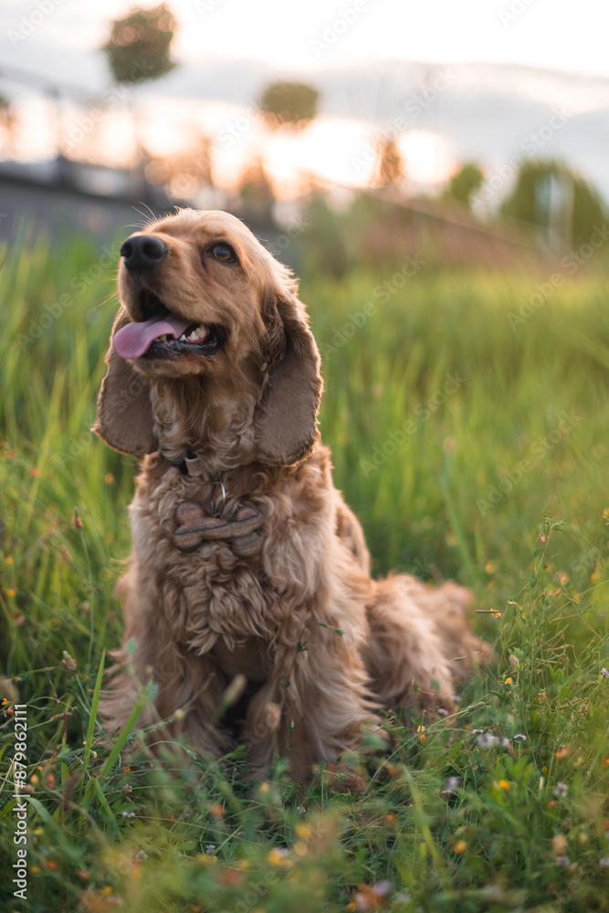 Cocker spaniel dog lying in the grass Cocker spaniel dog lying in the grass