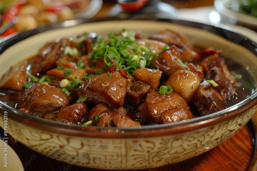 Traditional Chinese dish pork simmered Traditional Chinese dish pork simmered