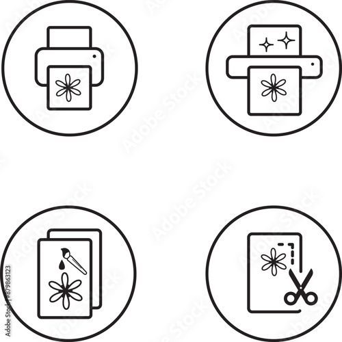 Obraz na plátne set of icons for coloring pages, printing, laminating, cutting paper