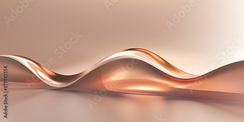 A smooth, flowing copper wave on an elegant gradient background with soft lighting. The copper is shiny and reflective, creating a sense of depth and dimensionality