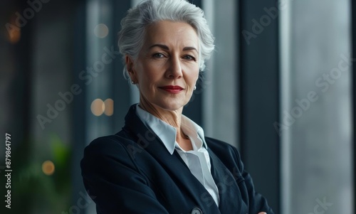 Wallpaper Mural Portrait rich old senior businesswoman, 60s gray-haired lady executive business leader manager standing at office with arms crossed, looking at camera Torontodigital.ca