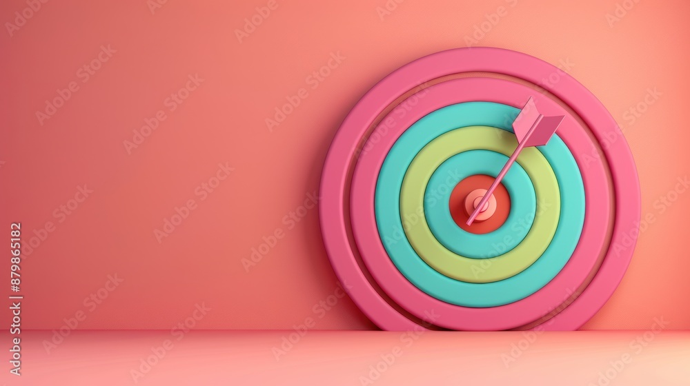 A rainbow-colored target symbol isolated on a plain background, with space for custom text or graphics. The minimalist composition conveys a sense of purpose and direction. A rainbow-colored target symbol isolated on a plain background, with space for custom text or graphics. The minimalist composition conveys a sense of purpose and direction.