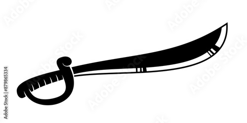 Vector silhouettes of flat-designed Arabian, pirate, and executioner swords isolated on a white background.