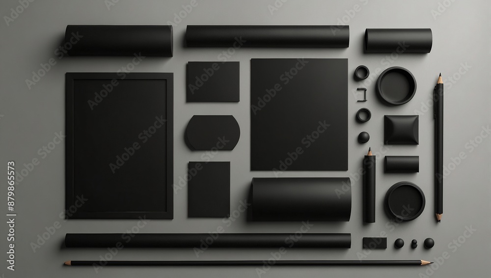 Set of empty black mockup elements on the blank background Set of empty black mockup elements on the blank background