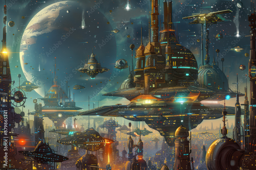 Obraz premium A bustling space market