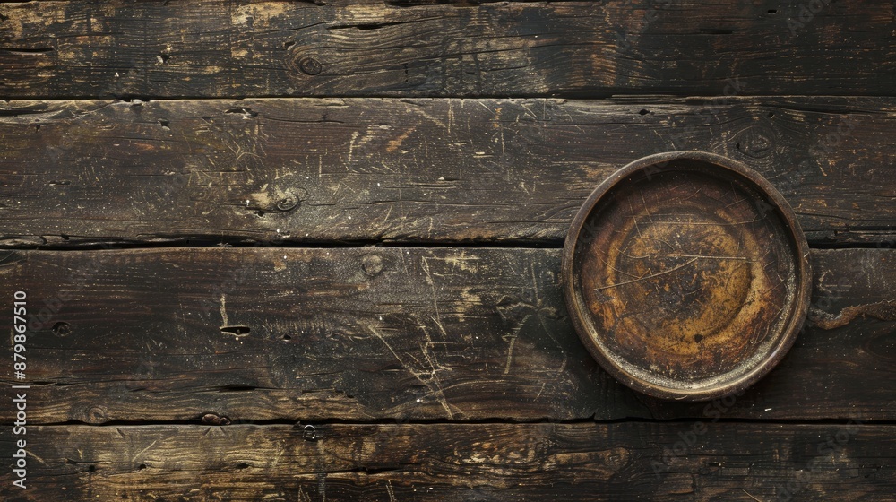 Old wooden table with a plate Old wooden table with a plate