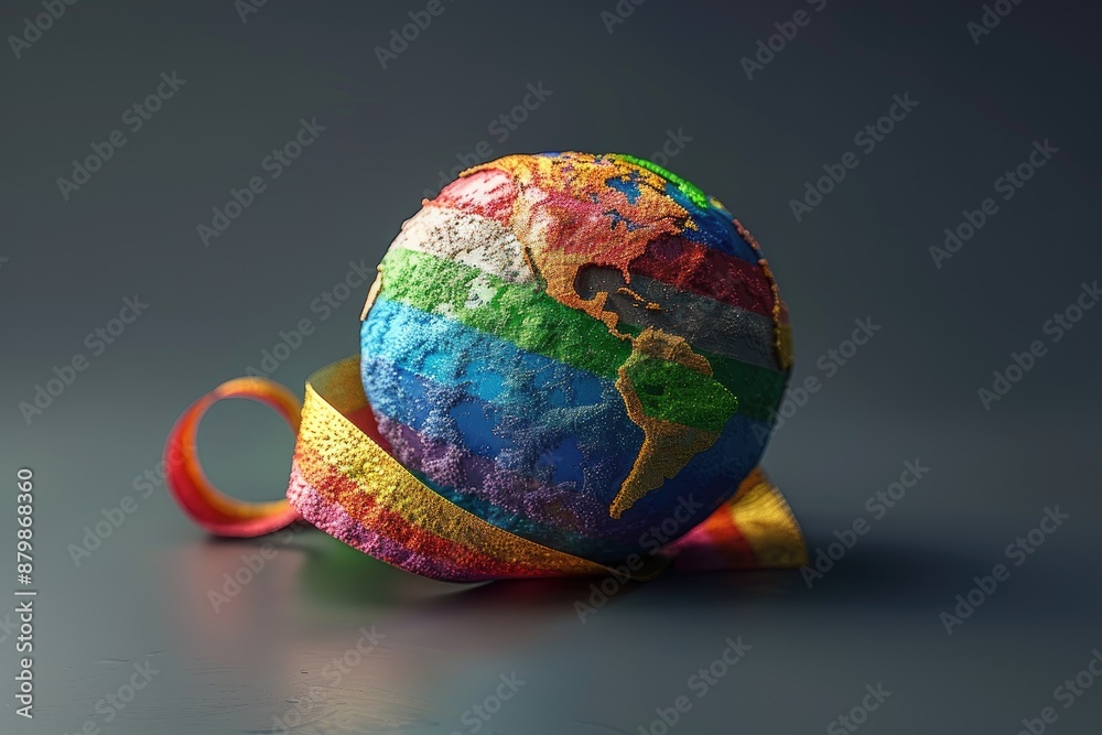 Love is Universal globe wrapped rainbow ribbon Love is Universal globe wrapped rainbow ribbon