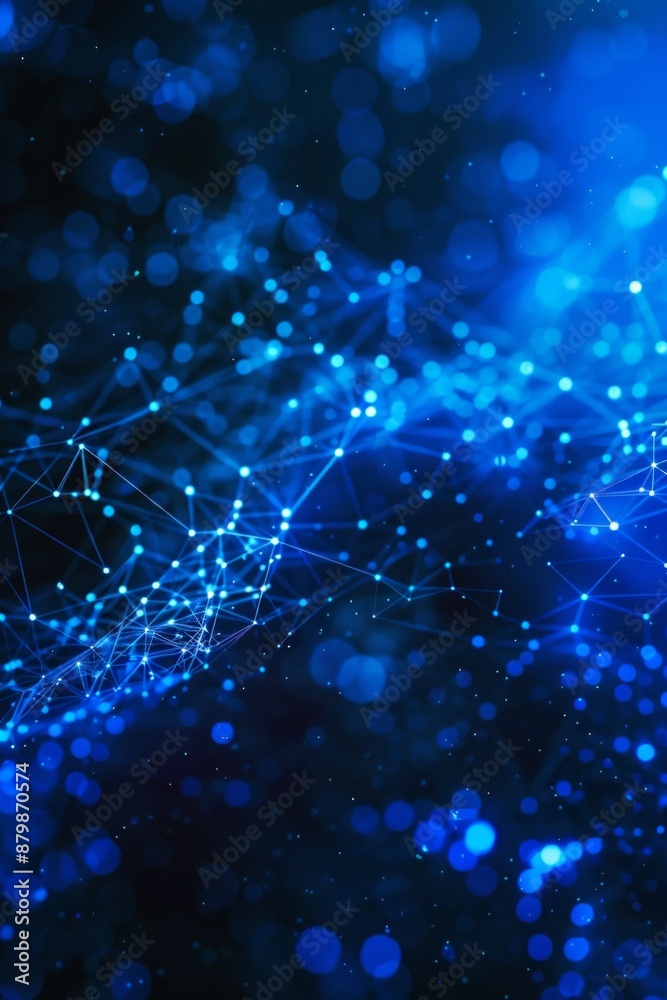 Abstract blue technology background with cyber network grid and interconnected particles Abstract blue technology background with cyber network grid and interconnected particles