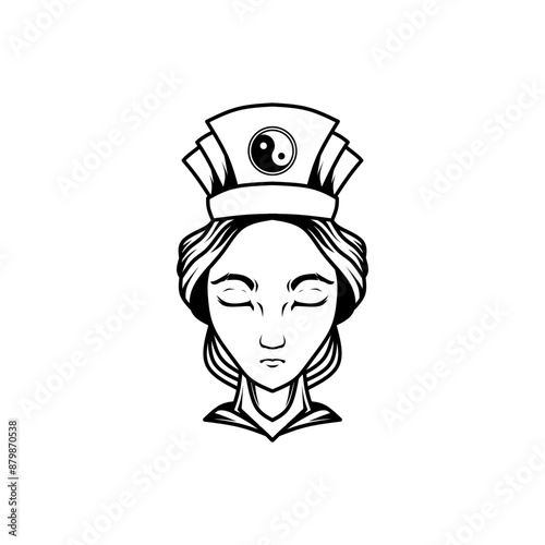 women's logo with a heand covering, a symbol of balance