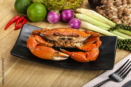 Delicous luxury steamed red crab