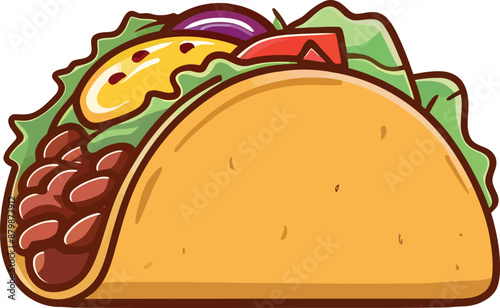 Mexican taco isolated illustration - Generative AI