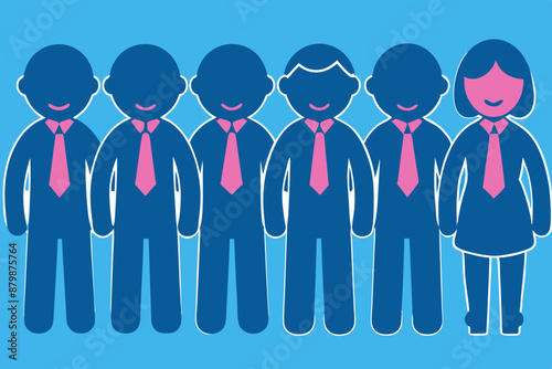 Silhouettes of senior business people, standing in line silhouette vector art illustration