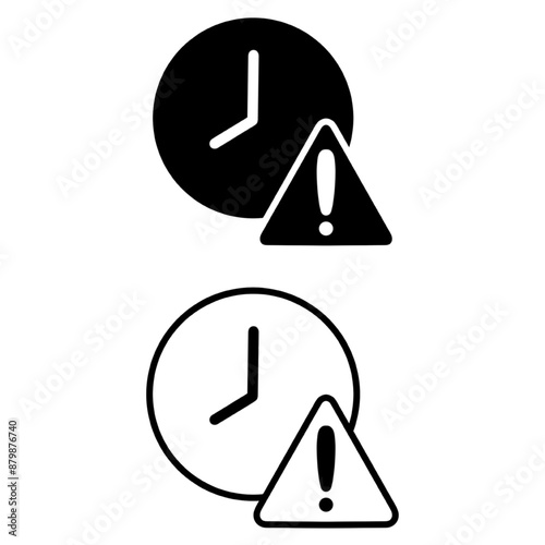 Glyph Expiry icon. Simple solid style for web and app. Alert, alarm, clock circular with exclamation mark concept. Vector illustration isolated on white background. EPS 10