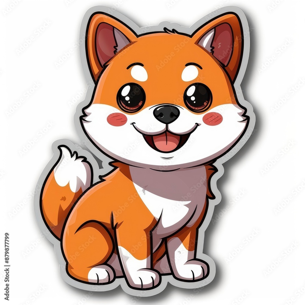 sticker of an adorable chibi dingo, simple flat illustration, cute and dreamy, white background, die cut sticker with border sticker of an adorable chibi dingo, simple flat illustration, cute and dreamy, white background, die cut sticker with border