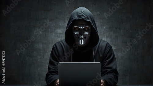 An isolated hacker against a clear backdrop