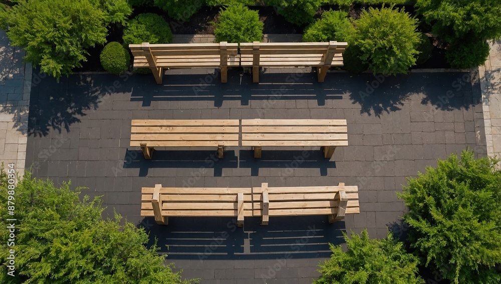 Wooden landscaping Collection vector plan view symbols Set benches top ...