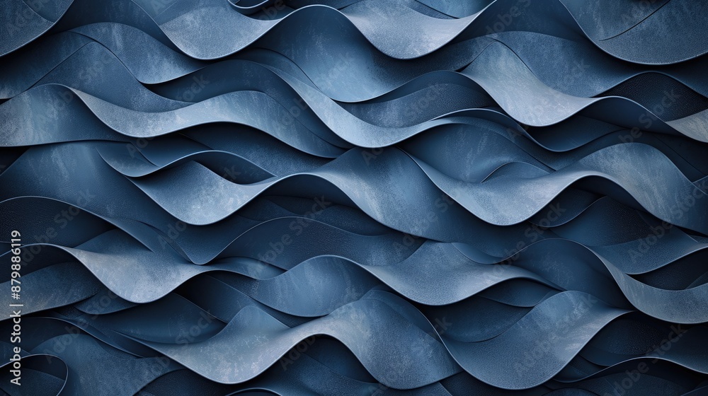 Obraz premium Luxurious 3D pattern with intertwining textures, soft blue gradient, and high detail. Matte shimmer 3d pattern