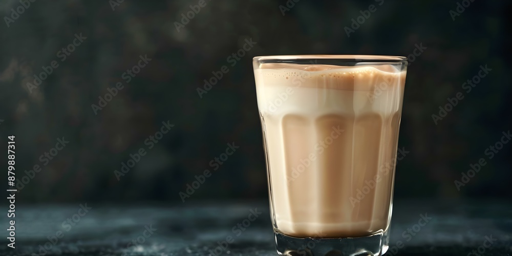 Glass of Fresh Nonhomogenized Milk with Creamy Top Layer. Concept Dairy Farming, Milk Products, Farm-fresh Milk, Creamy Goodness Glass of Fresh Nonhomogenized Milk with Creamy Top Layer. Concept Dairy Farming, Milk Products, Farm-fresh Milk, Creamy Goodness