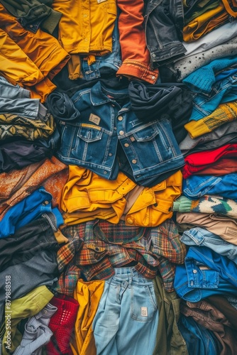 Second-hand clothes spread promoting circular fashion Eco-friendly, sustainable shopping