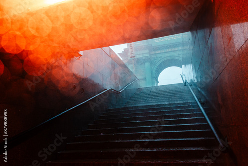 waiting out the rain in an underground pedestrian crossing photo