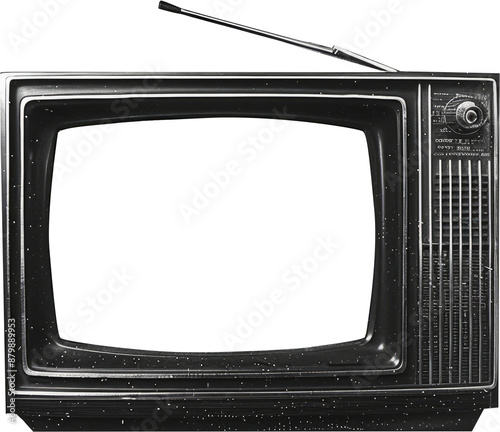 Retro TV collage element on transparent background, Retro TV punk y2k collage element, Retro magazine clipping. Retro TV with isolated clipping path. Generative AI