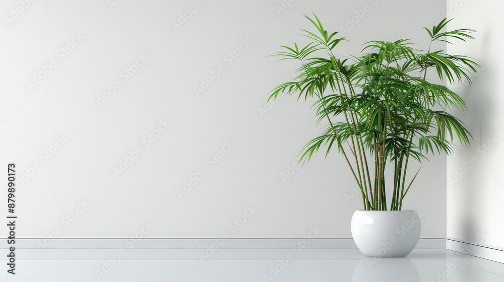 Bamboo in a minimalist pot, set against a bright white backdrop Bamboo in a minimalist pot, set against a bright white backdrop