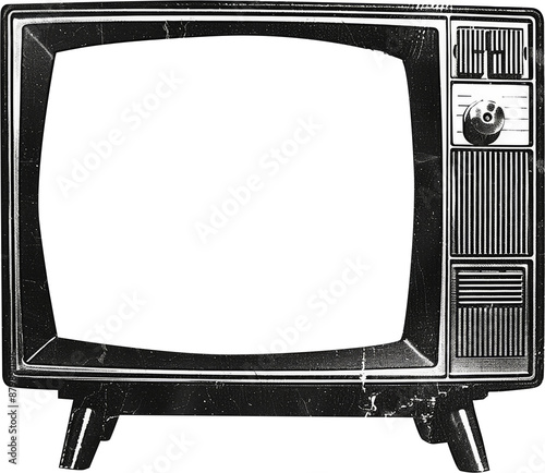 Retro TV collage element on transparent background, Retro TV punk y2k collage element, Retro magazine clipping. Retro TV with isolated clipping path. Generative AI